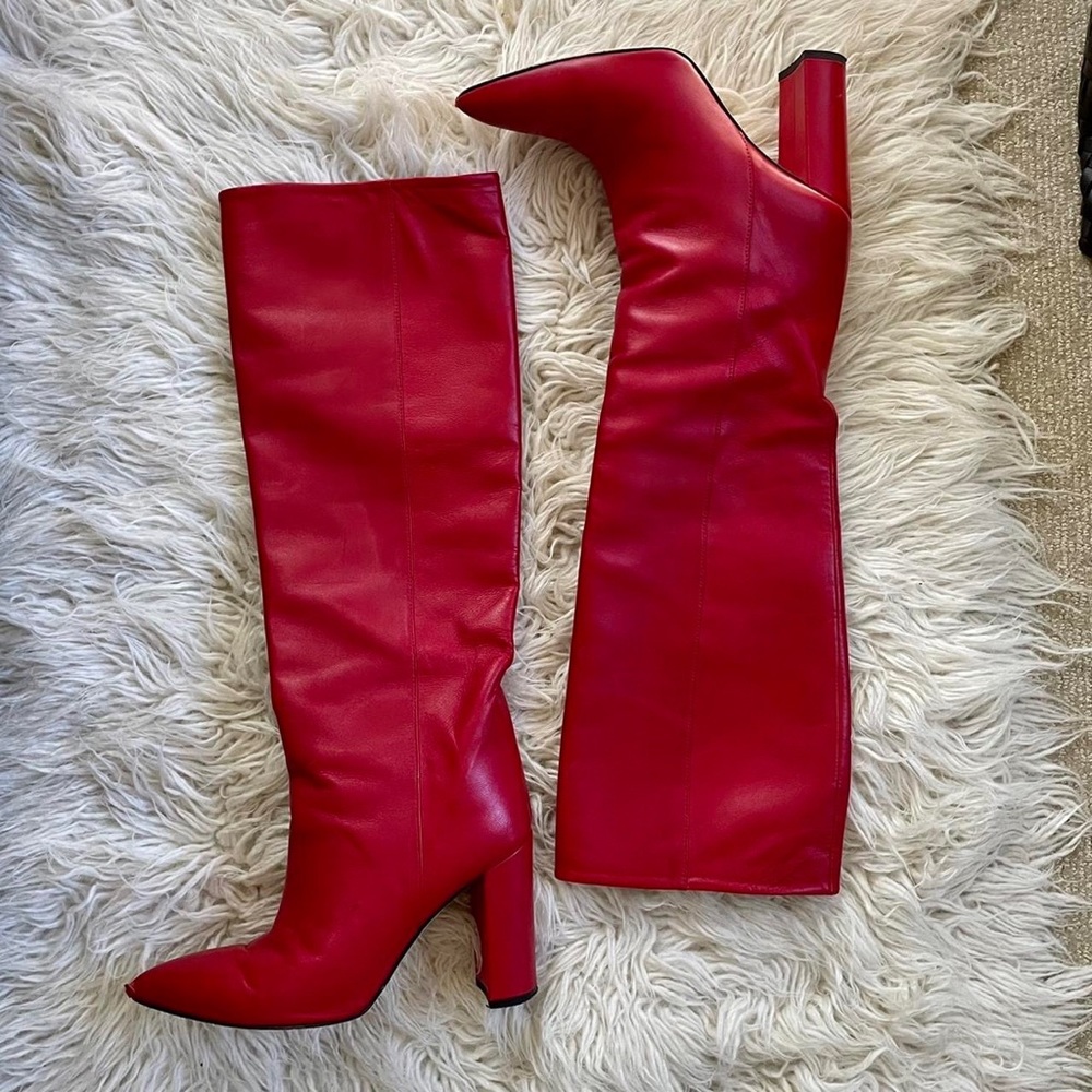 Paris Texas Red Knee High Boots